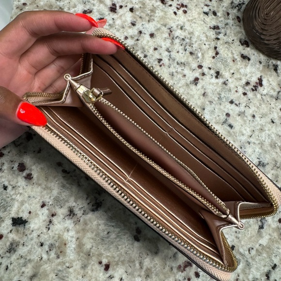 Tory Burch Charlie Zip Continental Wallet Rose Gold - Picture 5 of 7